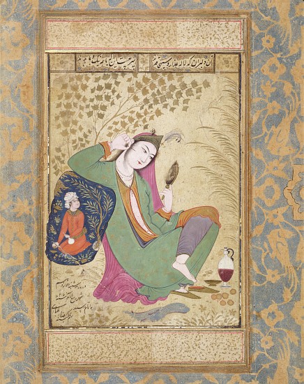 Lady with a Mirror, 16th/17th century à Riza-i Abbasi