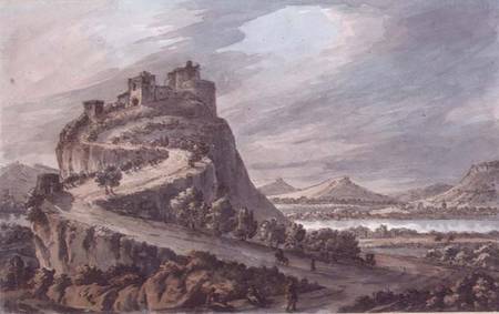 Rocky landscape with castle à Robert Adam