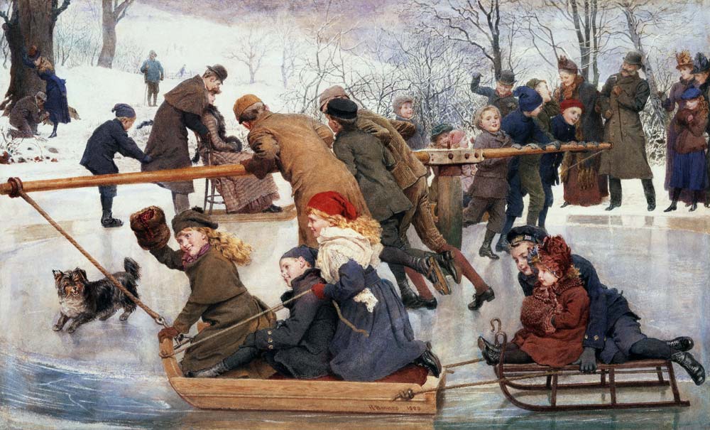 A Merry-Go-Round on the Ice, 1888 (w/c) à Robert Barnes