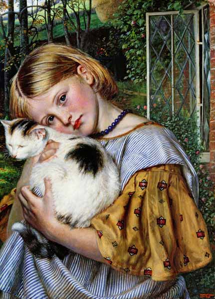 A Girl with a Cat à Robert Braithwaite Martineau