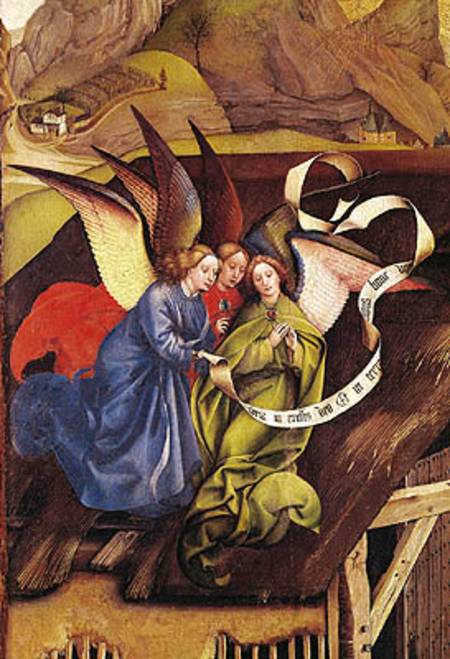 Nativity, detail of three angels à Robert Campin