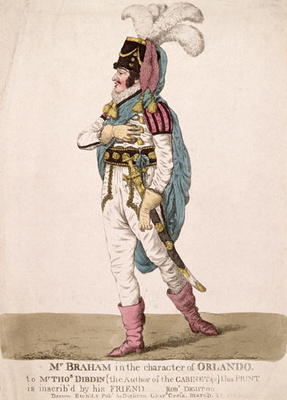 Mr. Braham in the character of Orlando from Shakespeare's 'As You Like It', pub. 1802 (coloured engr à Robert Dighton