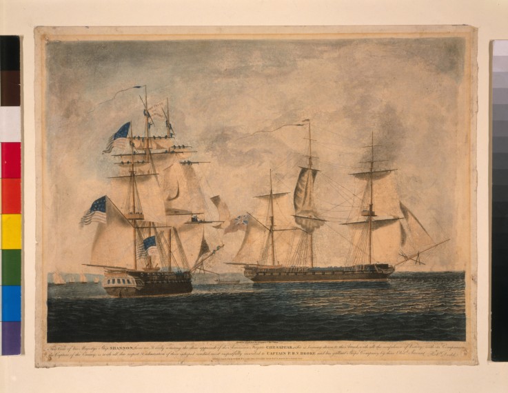 HMS Shannon captures USS Chesapeake, 1 June 1813 à Robert Dodd