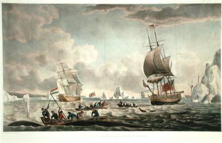 The North West or Davis's Streights Whale Fishery, published by John & Josiah Boydell à Robert Dodd