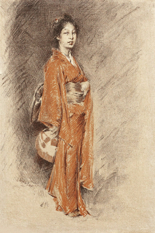 Japanese Woman in Kimono à Robert Frederick Blum