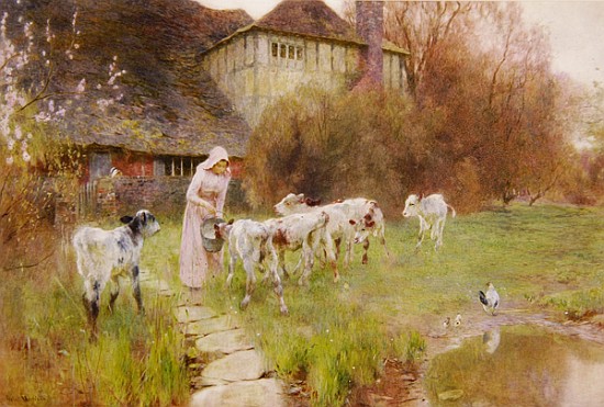 Feeding the Calves à Robert Gustav Meyerheim