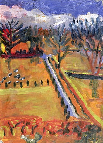 Blue Road, Hereford, 1998 (oil on board)  à Robert  Hobhouse
