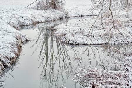 Winterlandschaft mit kleinem Bachfluss