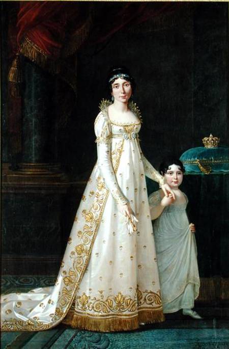 Portrait of Marie-Julie Clary (1777-1845) Queen of Naples with her daughter Zenaide Bonaparte (1801- à Robert Lefevre