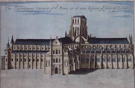 St. Paul's Cathedral before it was destroyed by the Fire of London from 'A Book of the Prospects of à Robert Morden