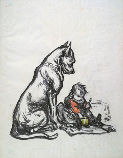 Dog and child à Robert Noir