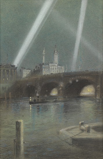 War Searchlights over London Bridge à Robert Randoll