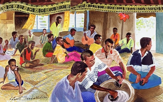 Kava Drinking Ceremony, Fiji, 1999 (w/c on paper)  à Robert  Tyndall
