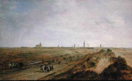 Landscape with a view of Ostend à Robert van den Hoecke