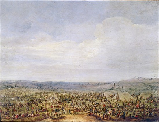 Military Encampment (oil on copper) à Robert van den Hoecke
