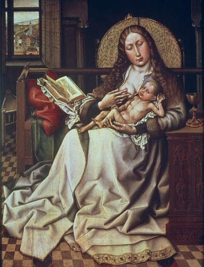 Virgin and Child Before a Firescreen, c.1440 (oil & egg tempera on panel) à (Robert Campin) Maître de Flemalle