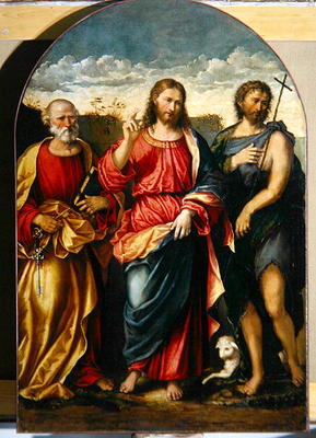 Christ with St. John the Baptist and St. Peter (oil on canvas) à Rocco Marconi