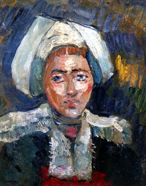 Head of a Breton Woman (oil on panel)  à Roderic O'Conor