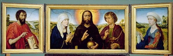 The Braque Family Triptych, St. John the Baptist, Christ the Redeemer between the Virgin and St. Joh à Rogier van der Weyden