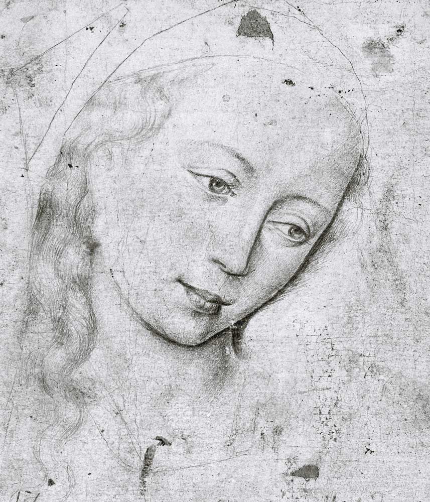 Head of the Virgin (b/w print) à Rogier van der Weyden