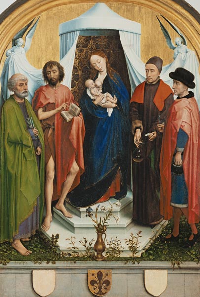 Marie avec l'enfant et le Saint Pierre, Jean Baptiste, Cosmas et Damian (Médicis madonne) à Rogier van der Weyden