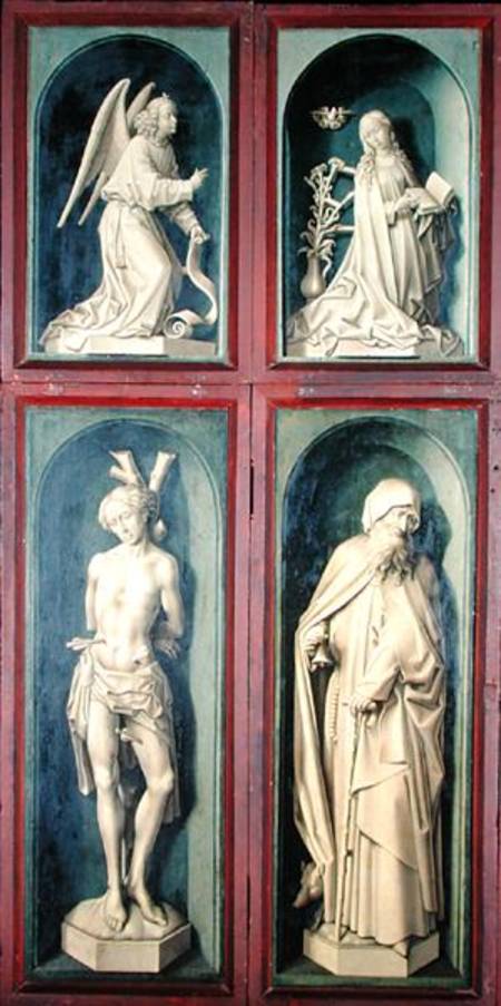 The Annunciation, St. Sebastian and St. Anthony the Great, panels from the reverse of the Last Judge à Rogier van der Weyden