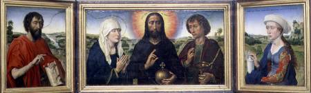 The Braque Family Triptych: (LtoR) St. John the Baptist, Christ the Redeemer between the Virgin and à Rogier van der Weyden