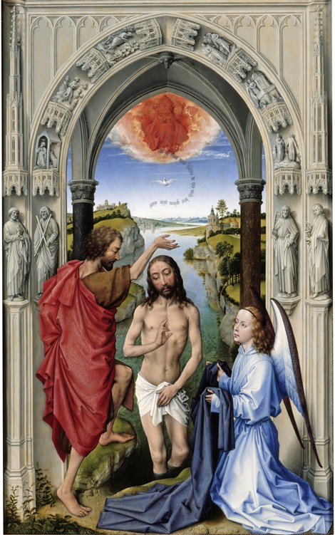 The Baptism of Christ (The Altar of St. John, middle panel) à Rogier van der Weyden