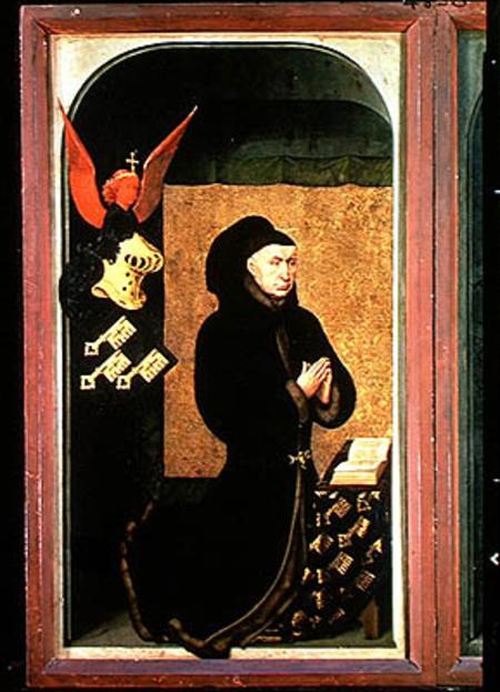 The Donor, Chancellor Nicholas Rolin, Kneeling in Prayer, from the reverse of the Last Judgement pol à Rogier van der Weyden