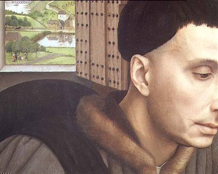 St. Ivo (?), detail of the Window and St. Ivo's Head à Rogier van der Weyden