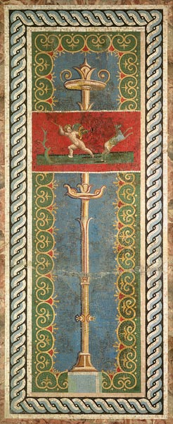 Candelabra with ornamental motif (mosaic) à Romain