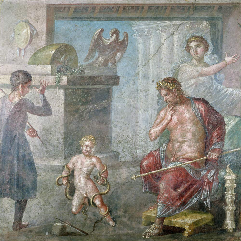Hercules strangling the serpents as a child, Casa dei Vettii à Romain