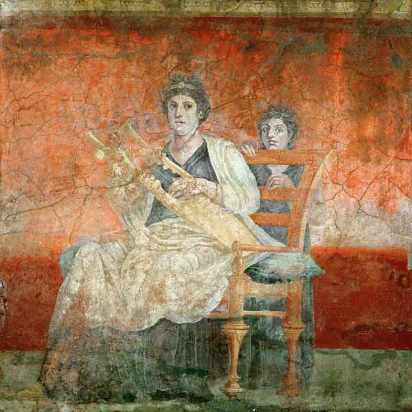 Noblewoman playing a Cithera, from the Boscoreale Villa, Pompeii à Romain