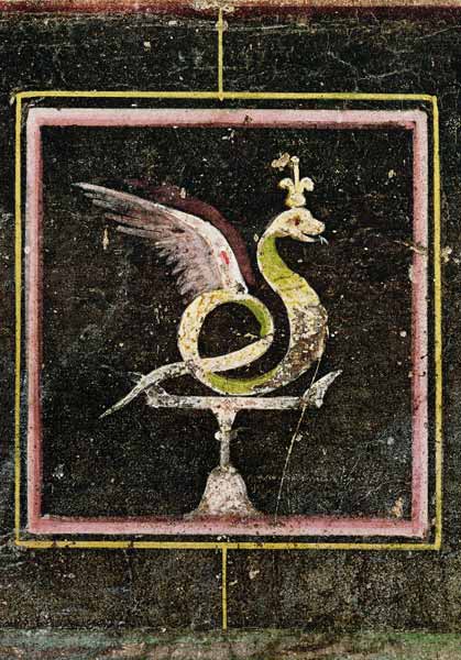 A Winged Serpent, detail from a tablinum decorated with egyptian style paintings à Romain