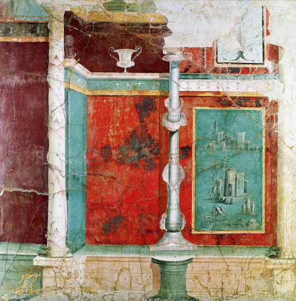 Architectural detail with a landscape, from Pompeii à Romain