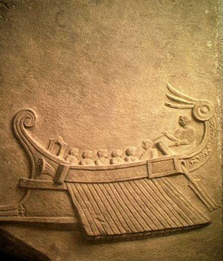 Carved tablet depicting a trireme à Romain