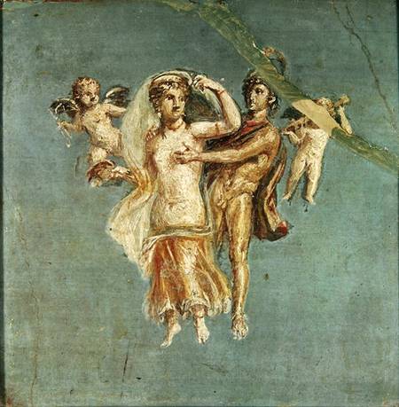 Mars and Venus with cherubs on a blue background, from Herculaneum à Romain