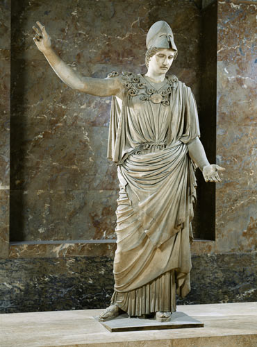 Pallas de Velletri, statue of helmeted Athena, Roman copy of a greek original attributed to Alkamene à Romain