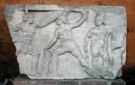 Relief depicting gladiators in combat à Romain