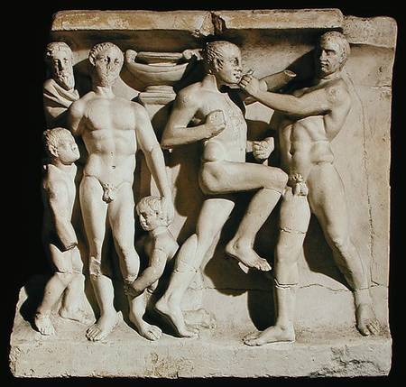 Relief depicting wrestlers à Romain