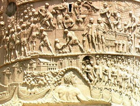 The Roman army crossing the Danube, detail from Trajan's Column à Romain