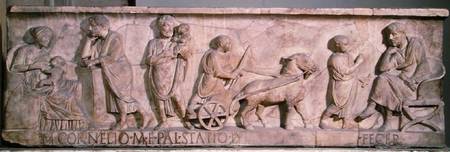 Sarcophagus of Cornelius Statius depicting scenes from the life of a child à Romain