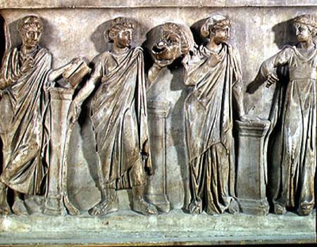 Sarcophagus of the Muses, detail of Clio, Thalia and Erato à Romain