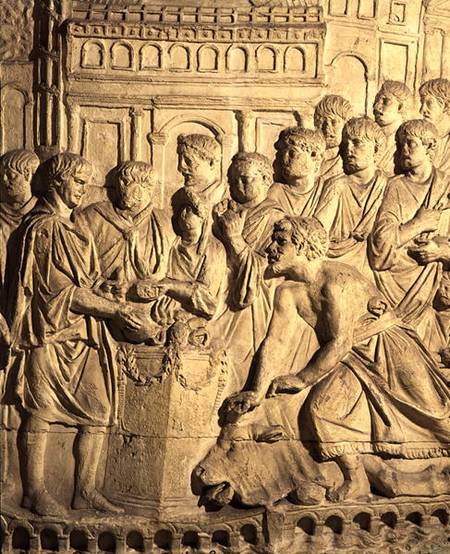 The Sarmatians paying tribute to the Romans, detail from a cast of Trajan's column à Romain