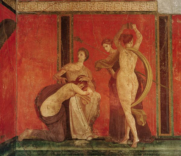 Scourged Woman and Dancer with Cymbals, South Wall, Oecus 5 à Romain