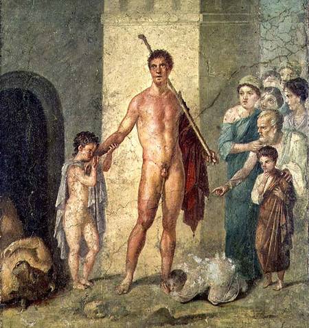 Theseus freeing children from the Minotaur, from the House of Gavius Rufus, Pompeii, 4th Pompeian st à Romain