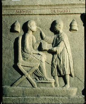 Relief depicting an oculist examining a patient