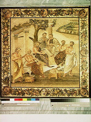 Plato conversing with his pupils, from the House of T. Siminius. Pompeii (mosaic) (see also 103401) à Romain 1er siècle avant JC