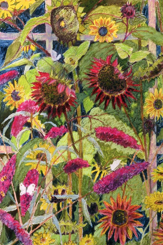 Flowers of the Sun (oil & pastel on paper)  à Rosalie  Bullock