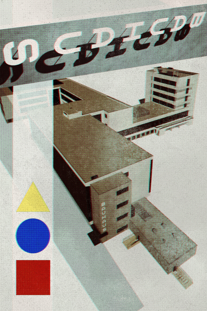 Bauhaus Dessau architecture in vintage magazine style III à Rosana Laiz Blursbyai